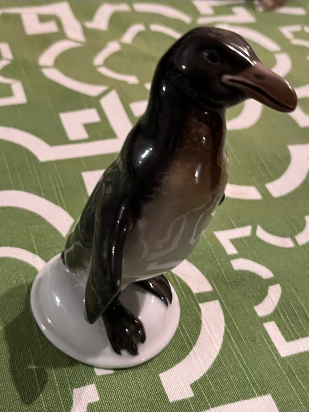 Porcelain Penguin Figurine in Black and Brown - Decorative Bird Collectible